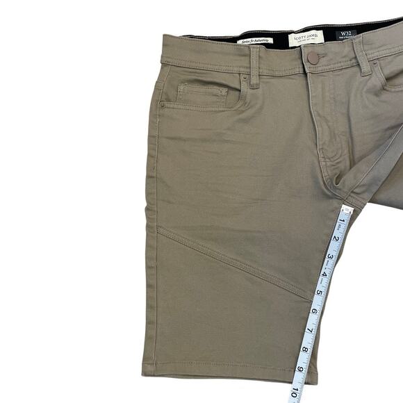 Scott James Shorts Mens 32W Khaki Tan Slim Fit Stretch Cotton Blend - Picture 6 of 10